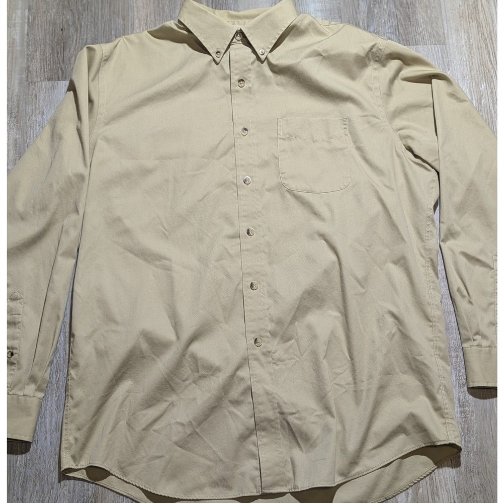 L.L. Bean Men's Tan Shirt Size L-REG Wrinkle Resistant 100% Cotton